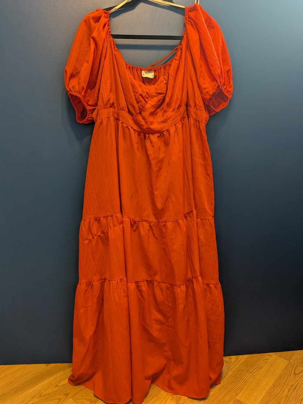 Anna Red Tiered Maxi Dress with Puff Sleeves